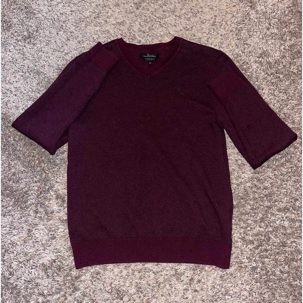 Marc Anthony Luxury Blend Slim Fit V-neck Maroon Sweater